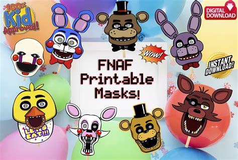 fnaf printable masks|More.